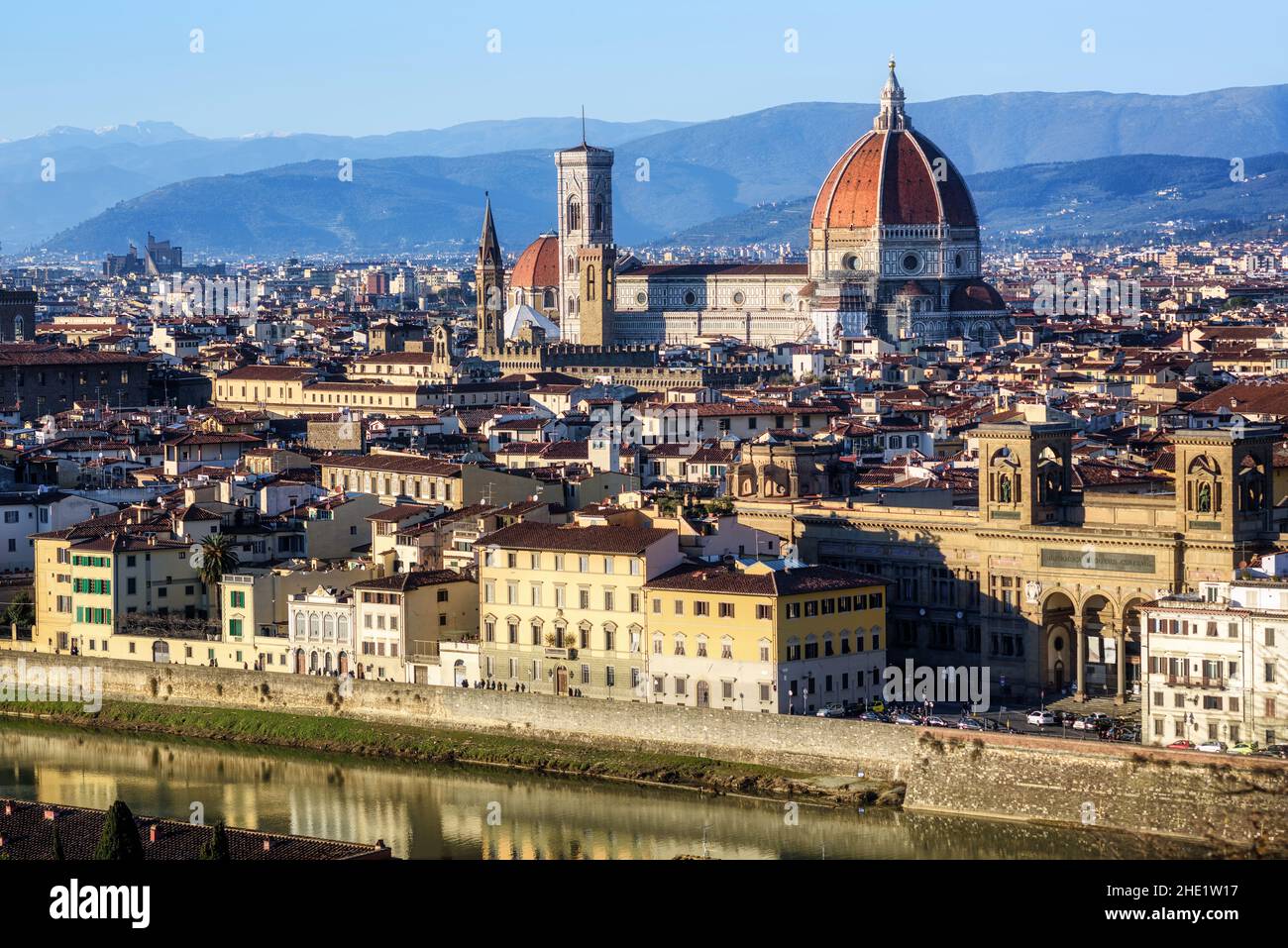 Florence Old town dominated by the dome of Duomo cathedral on a sunny day, Florence, Tuscany, Italy Stock Photo