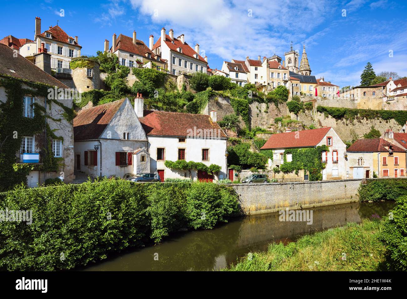 Historical Old town of medieval city of Semur en Auxois, Cote d'Or, Burgundy, France Stock Photo