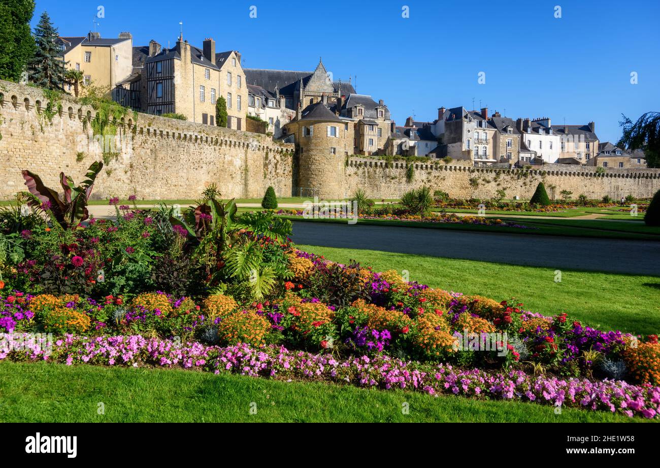 Historical walled Old town of Vannes, Brittany, France Stock Photo