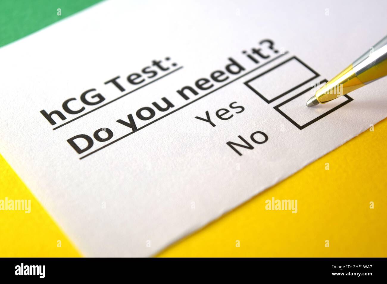One person is answering question about hCG test. Stock Photo