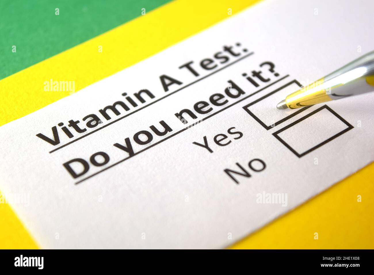 One person is answering question about vitamin A test Stock Photo Alamy