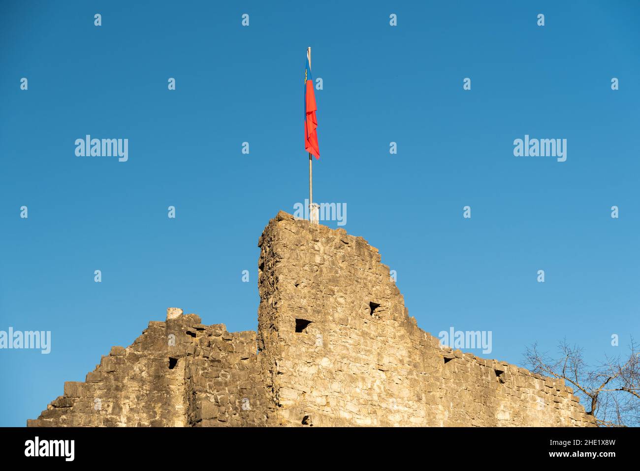 Schellenberg, Liechtenstein, December 31, 2021 Historic old castle ruin