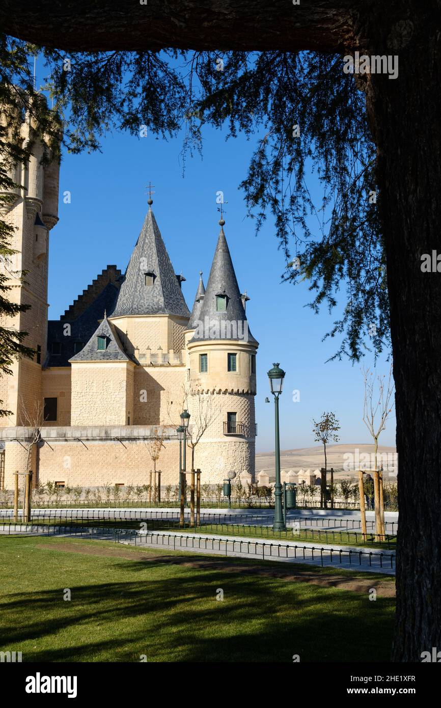 Towers of the Alcazar of Segovia, Castilla y Leon. Spain Stock Photo