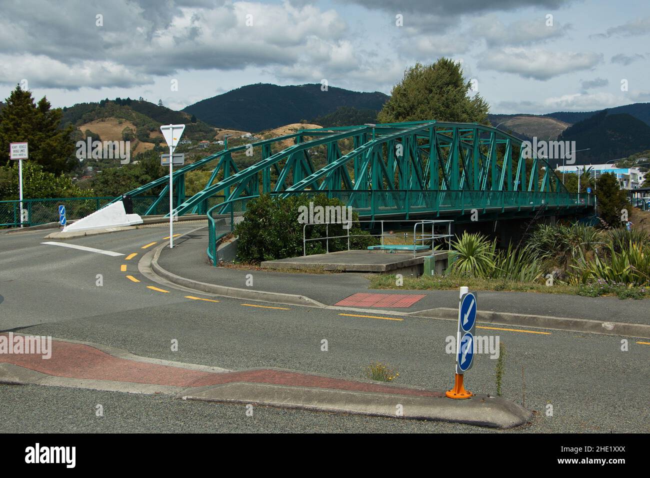 Road bridge over Maitai River in Nelson,Tasman Region on South Island of New Zealand Stock Photo