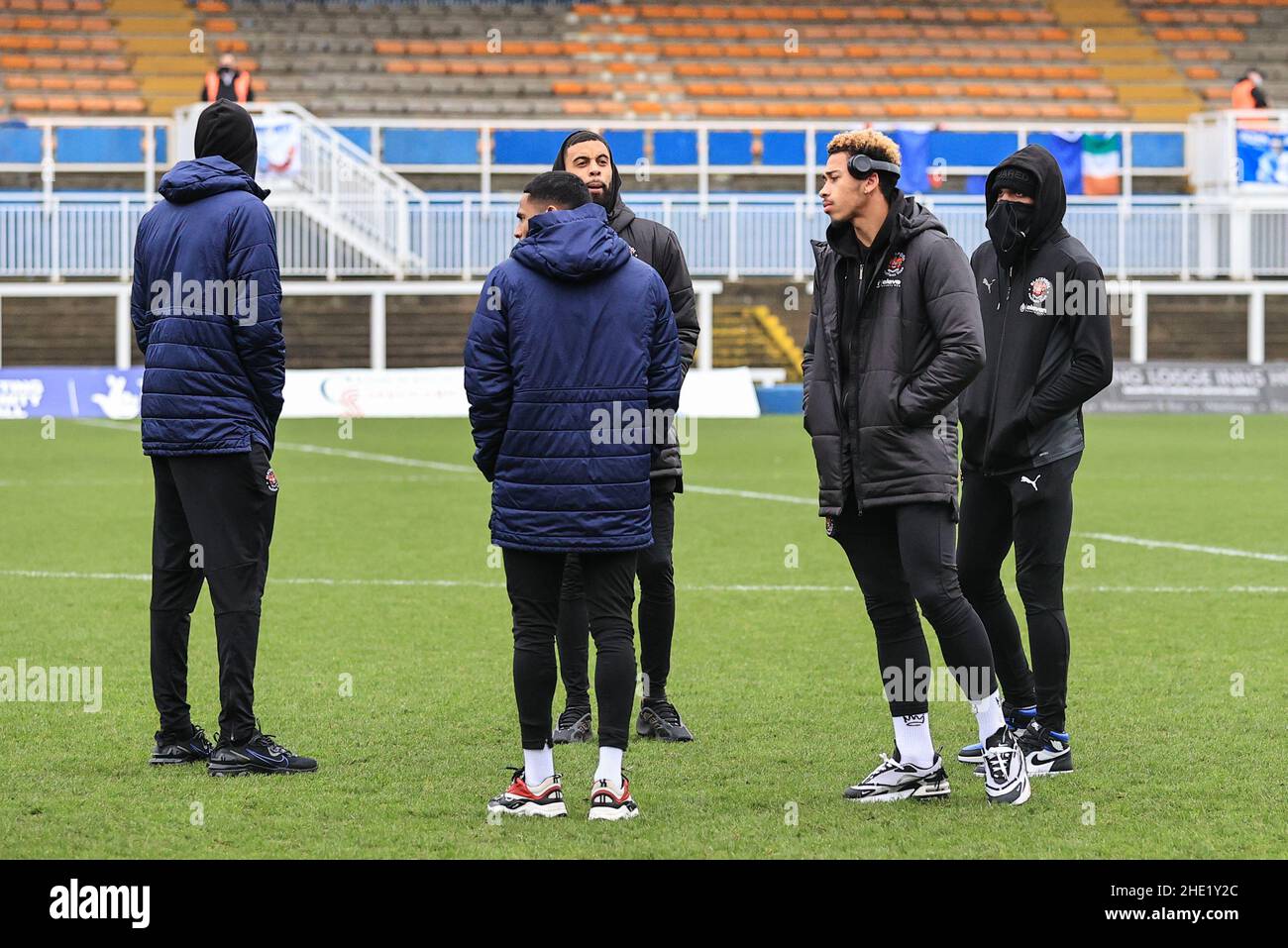 Blackpool players arrive at the Suit Direct Stadium Stock Photo Alamy