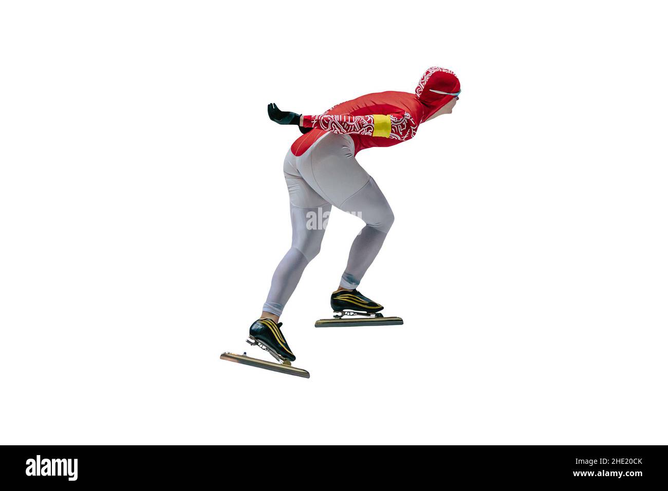 russian male athlete skater in white background Stock Photo