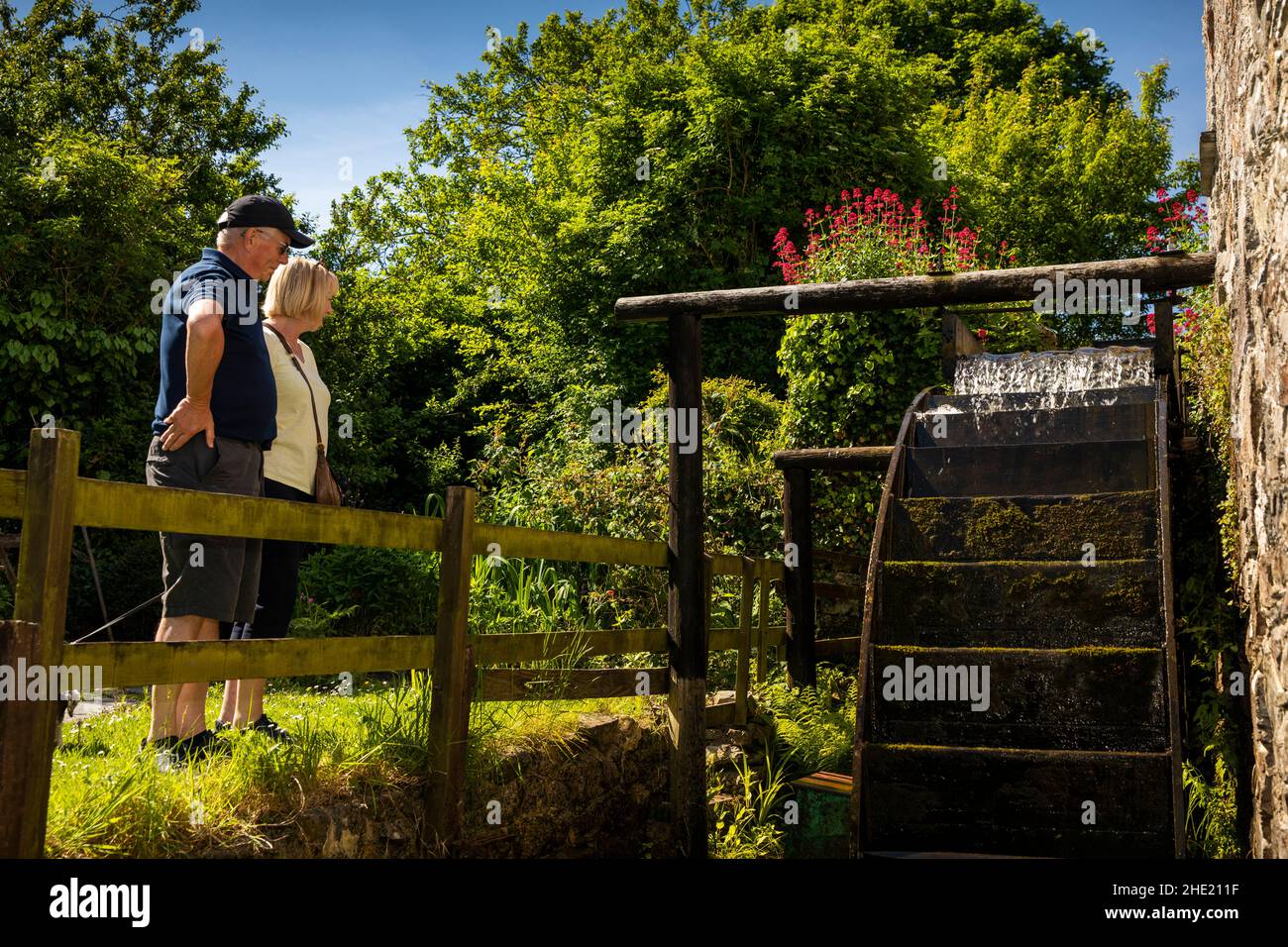 UK, Wales, Pembrokeshire, Saint Dogmaels, Y Felin mill visitors at