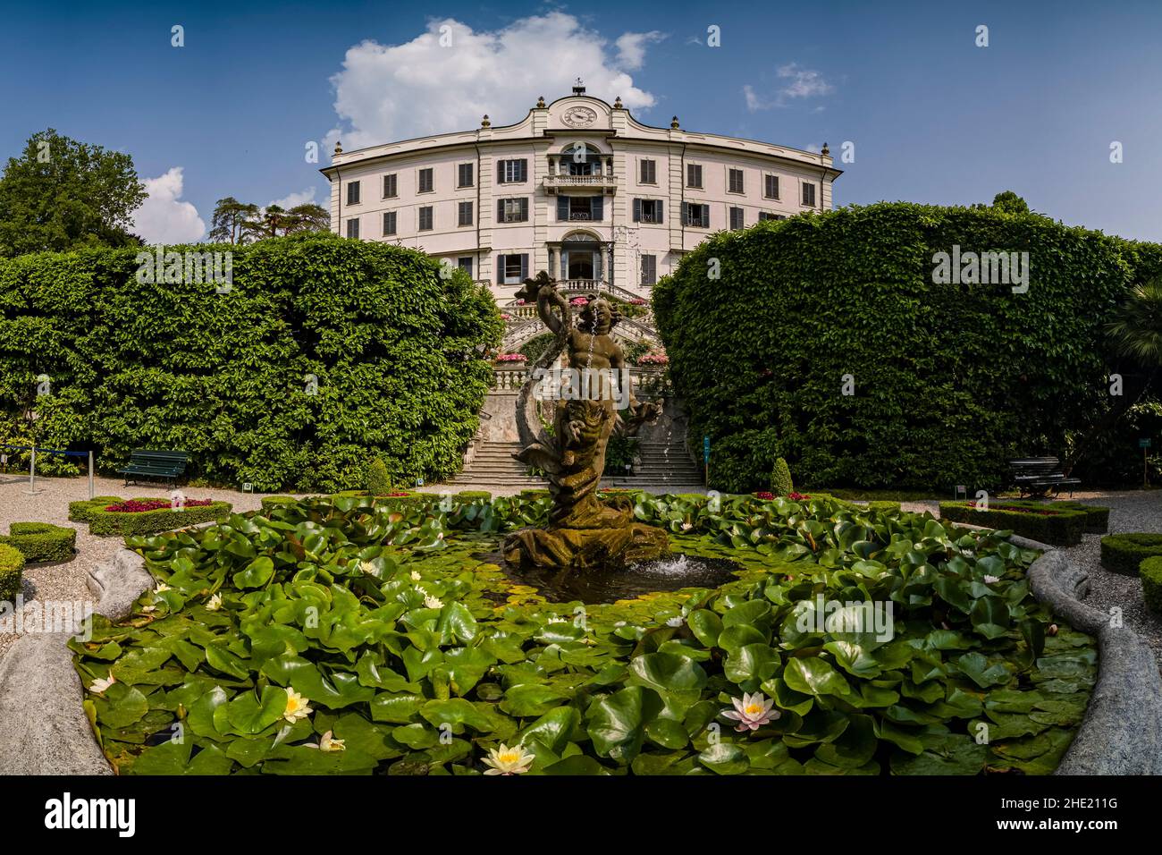 Panoramic view of Villa Carlotta, located at the lakeside of Lake Como, built in 18th century. Stock Photo