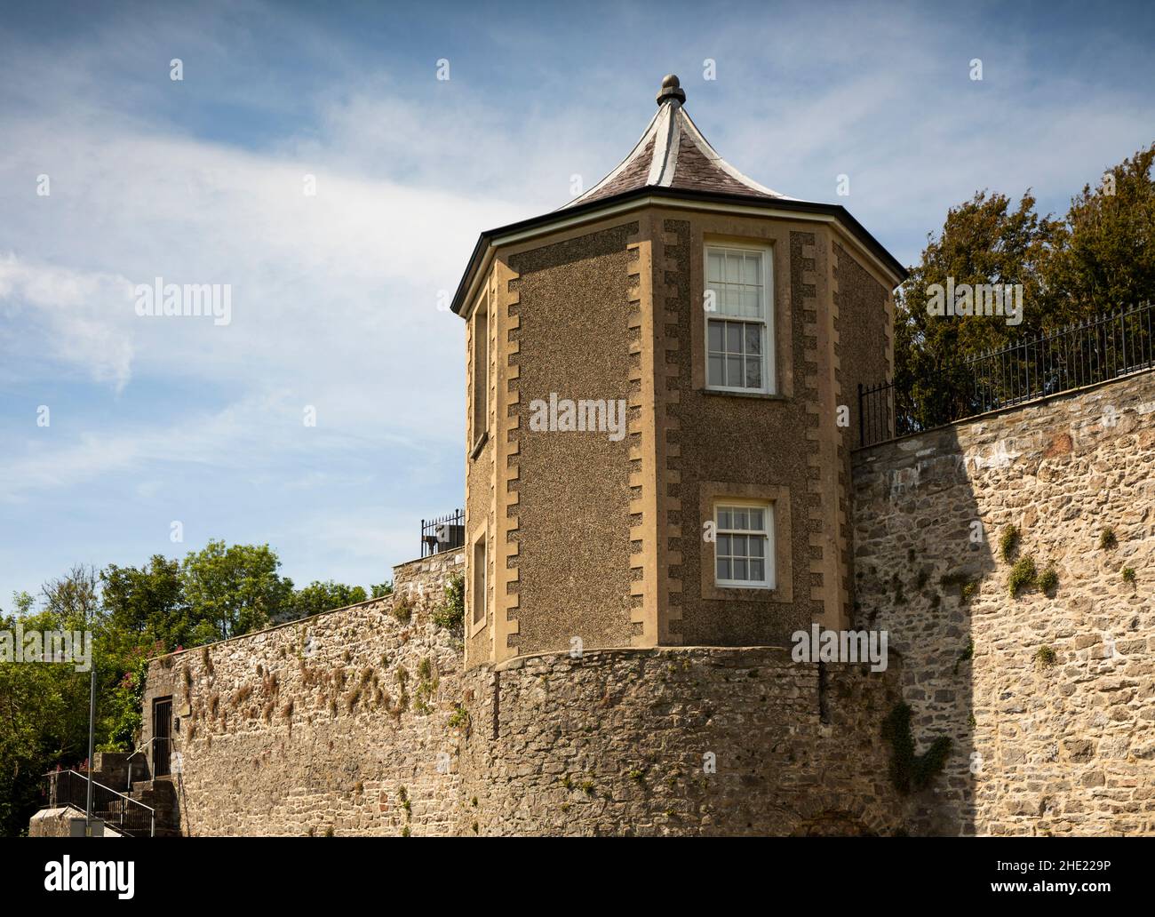 UK, Wales, Pembrokeshire, Pembroke, Common Road, The Gazebo, 1800s dwelling built on tower of old town walls Stock Photo