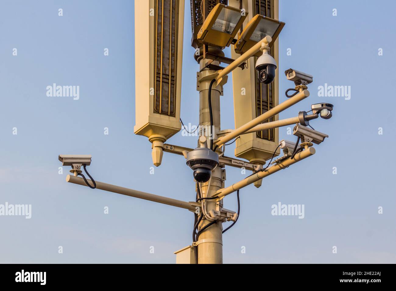 Surveillance cameras at Tiananmen square in Beijing, China Stock Photo