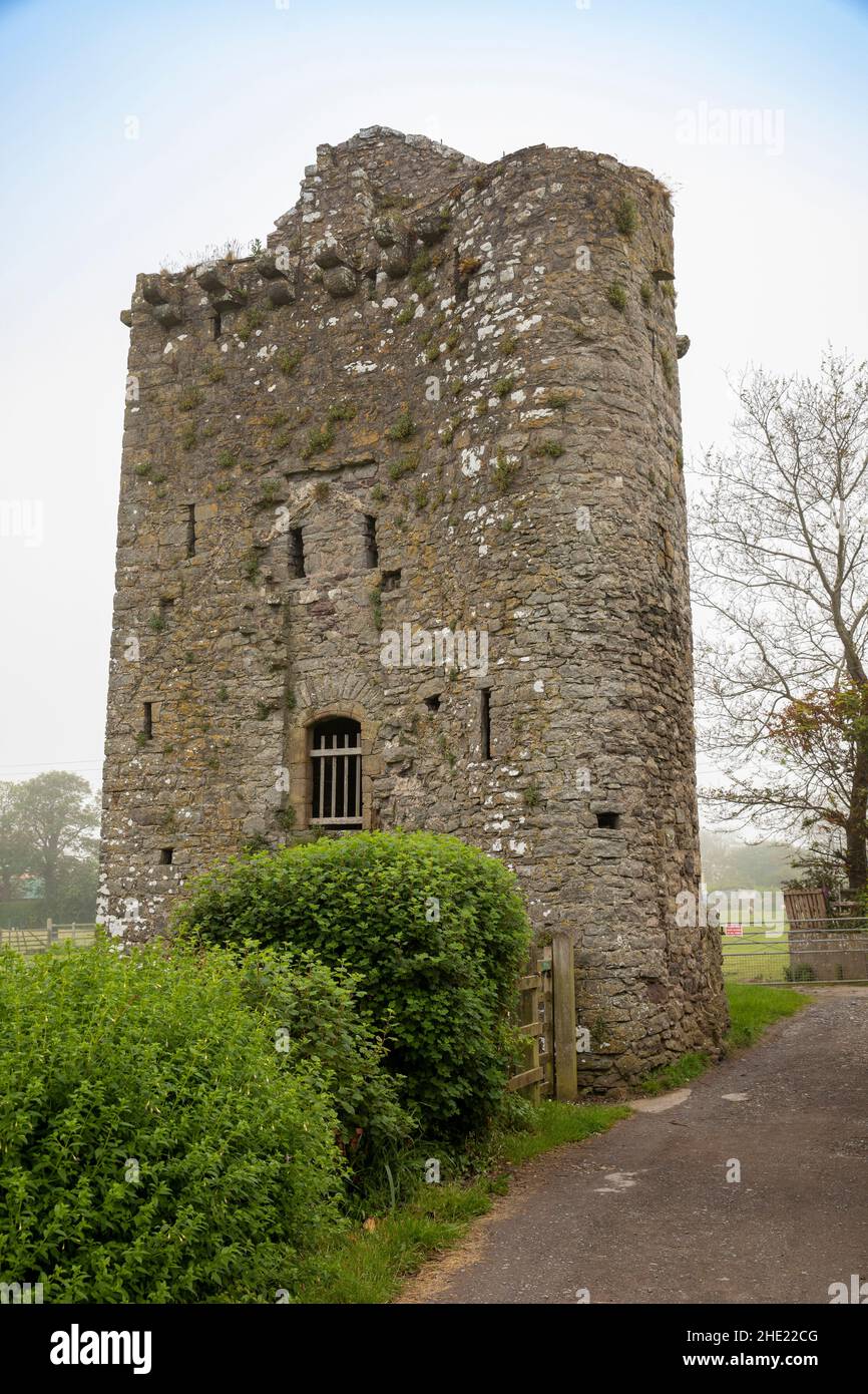 UK, Wales, Pembrokeshire, Angle, Castle Farm, ancient 1300s tower house, Wales’ only Pele Tower Stock Photo