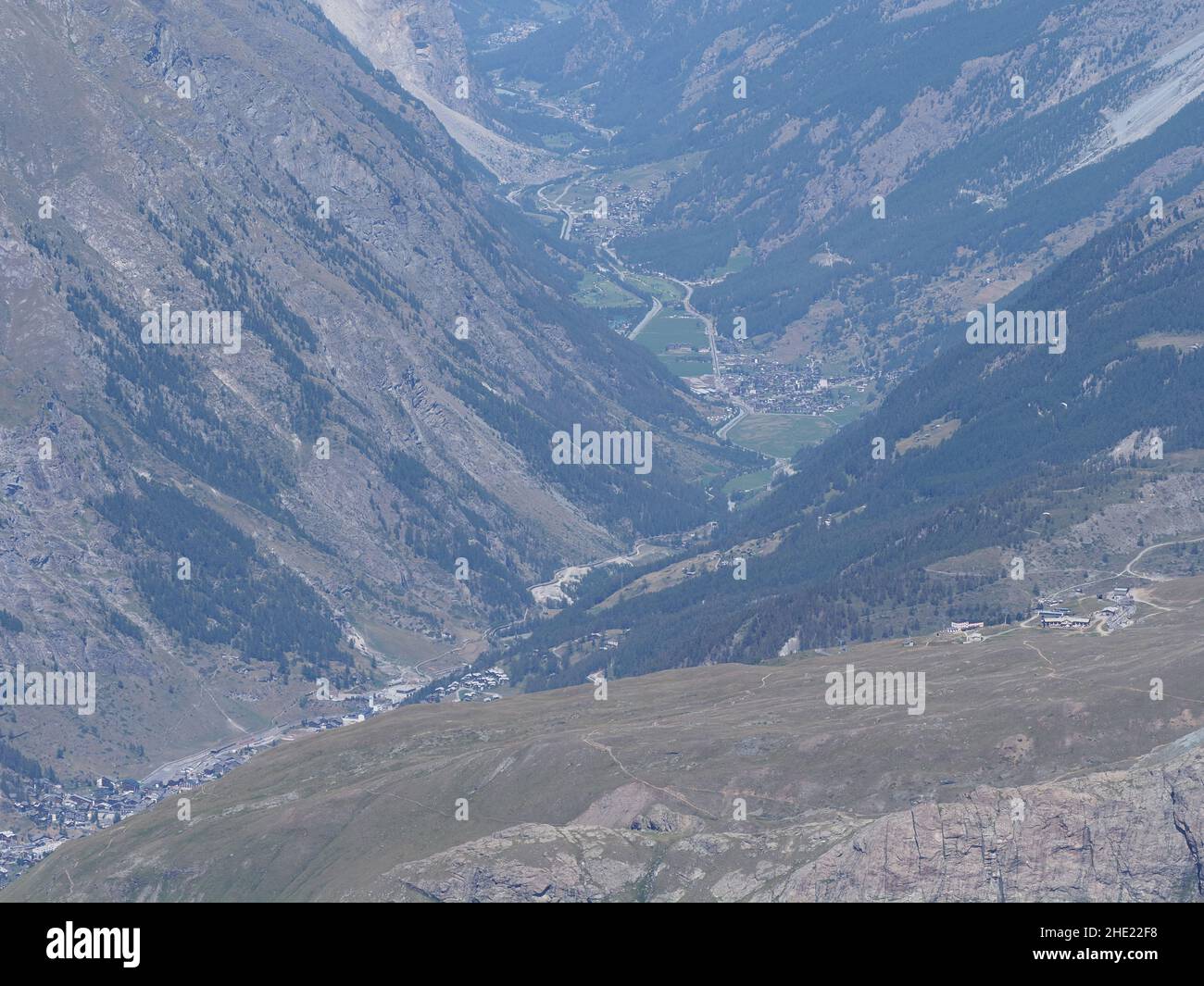 Alpine valley from Klein Matterhorn in european canton Valais in ...