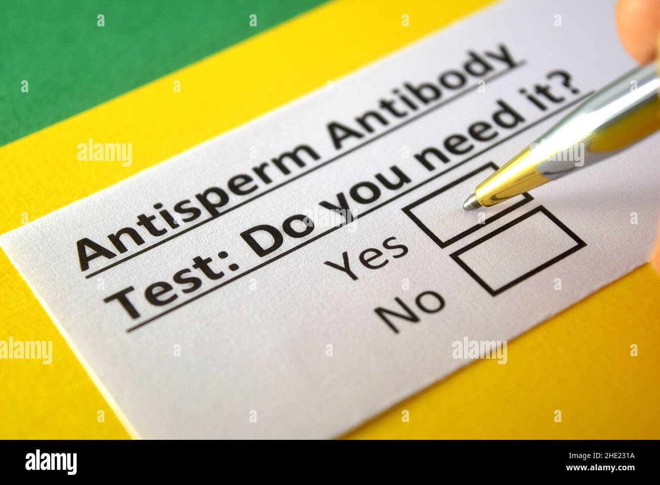 One person is answering question about antisperm antibody test Stock