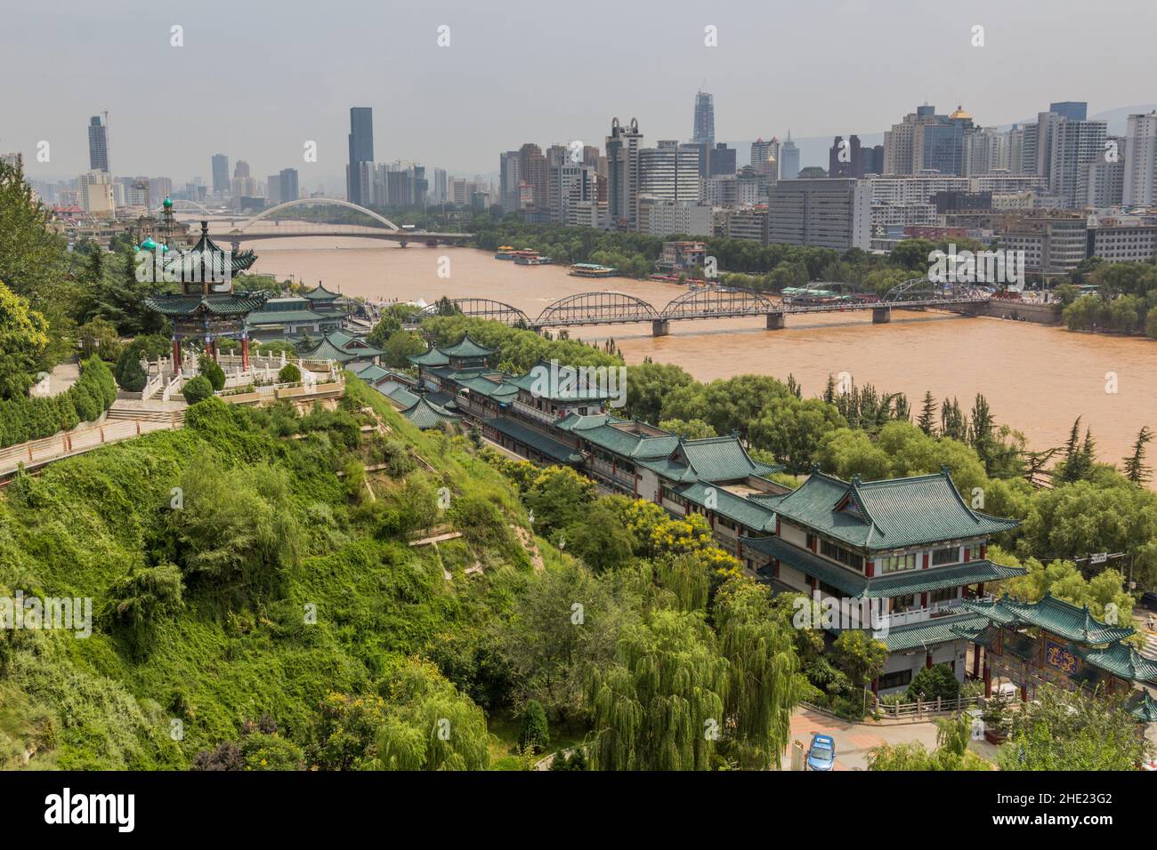 Yellow river Huang He in Lanzhou, Gansu Province, China Stock Photo