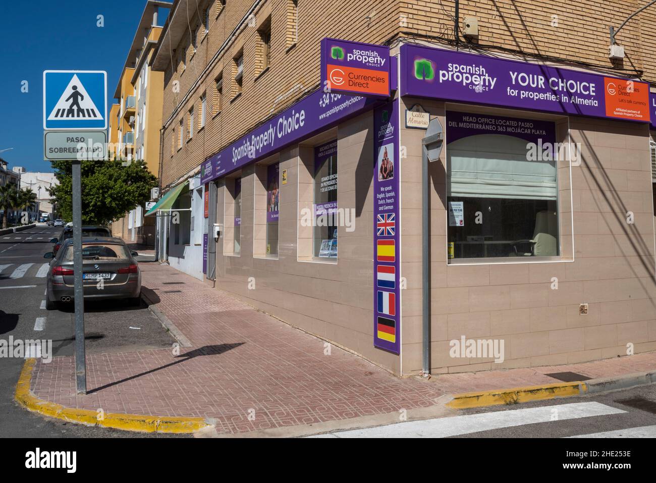 Spanish Property Choice estate agent office in Albox, Almeria, Spain. Business owned by the Garners, from Channel 4 show Sun, Sea & Selling Houses Stock Photo