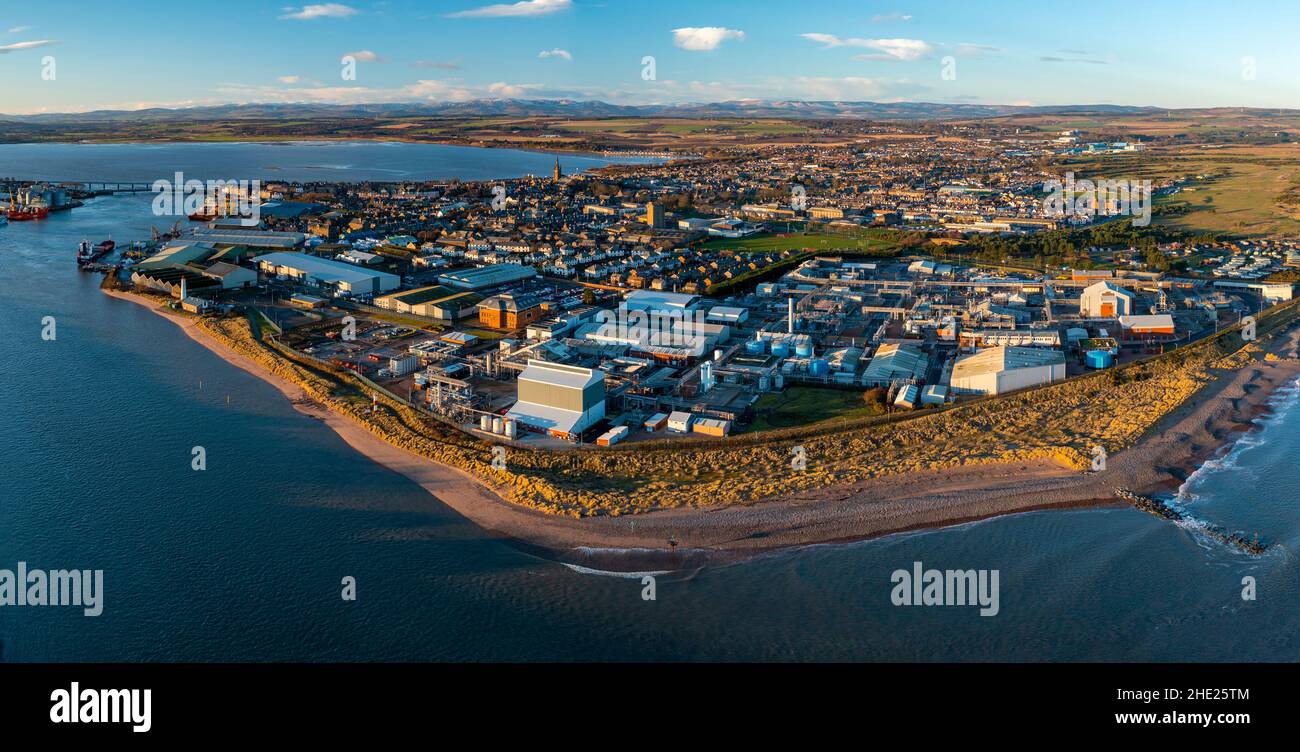 Aerial view from drone of Montrose in Angus, Scotland. UK Stock Photo