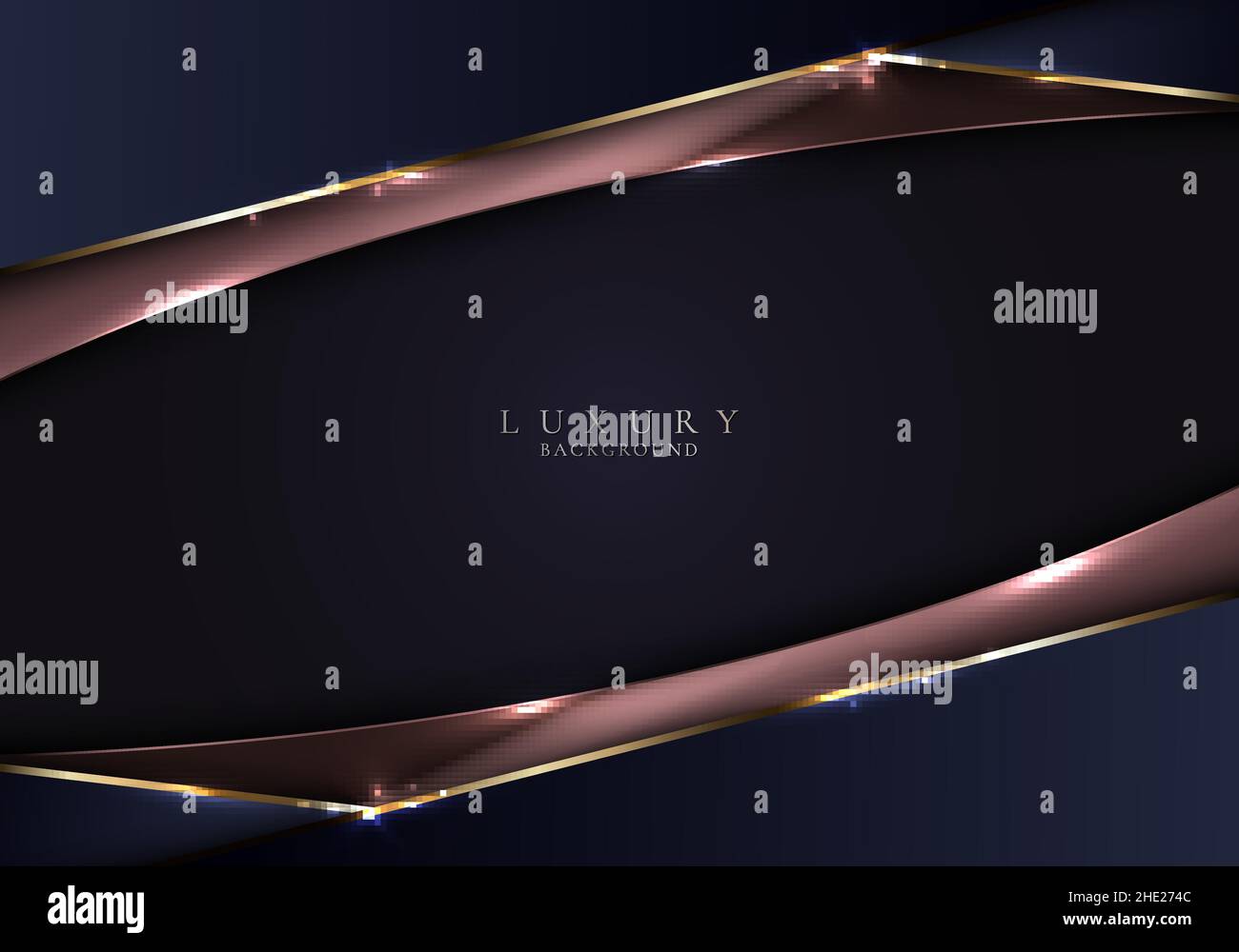 Abstract 3D modern template luxury style blue and copper stripes with ...