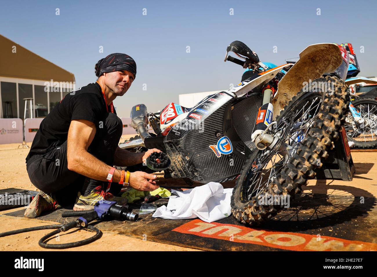 Gaits David (fra), Happyness Racing JBS Moto, KTM 450 Rally, Moto, Original  by Motul, portrait during the Rest Day of the Dakar Rally 2022 on January  8th 2022 in Riyadh, Saudi Arabia -