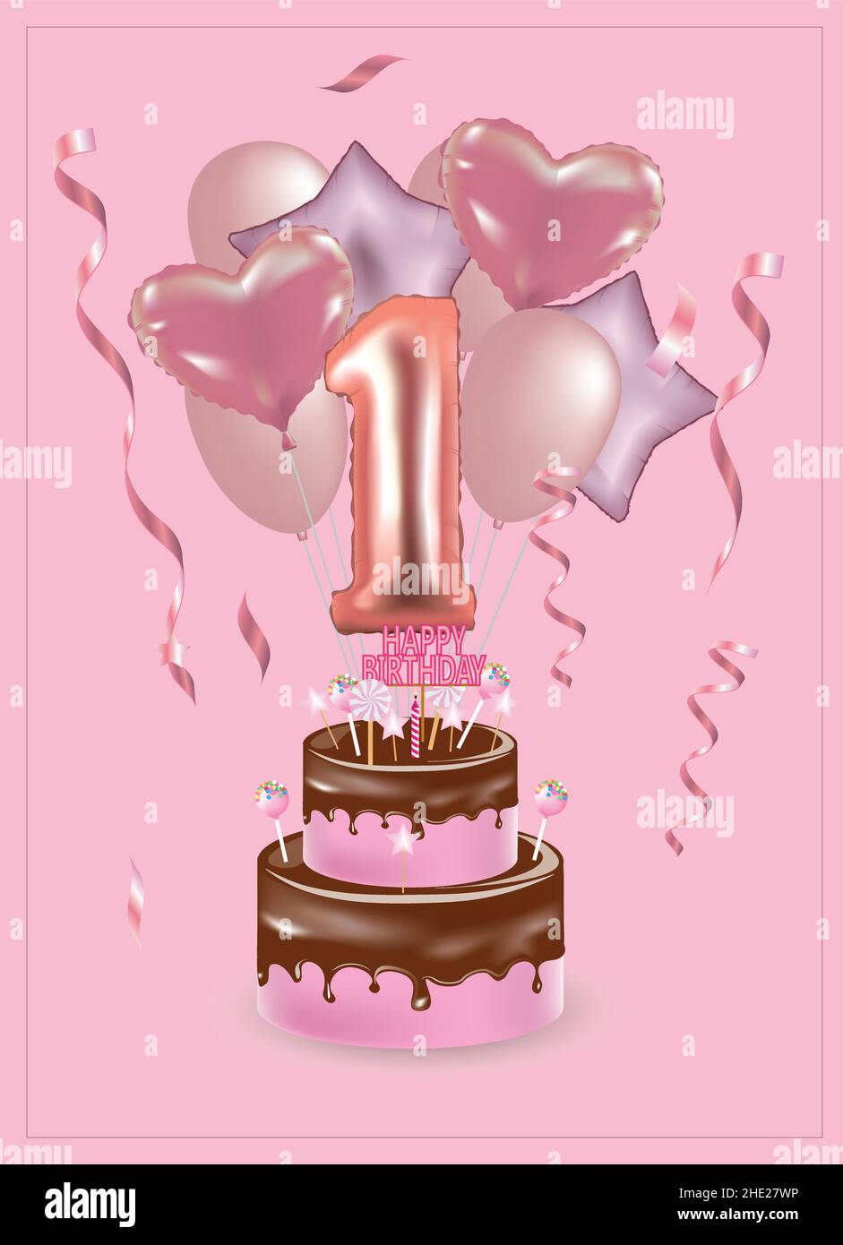 Happy first birthday card. vector illustration Stock Vector Image &amp; Art ...
