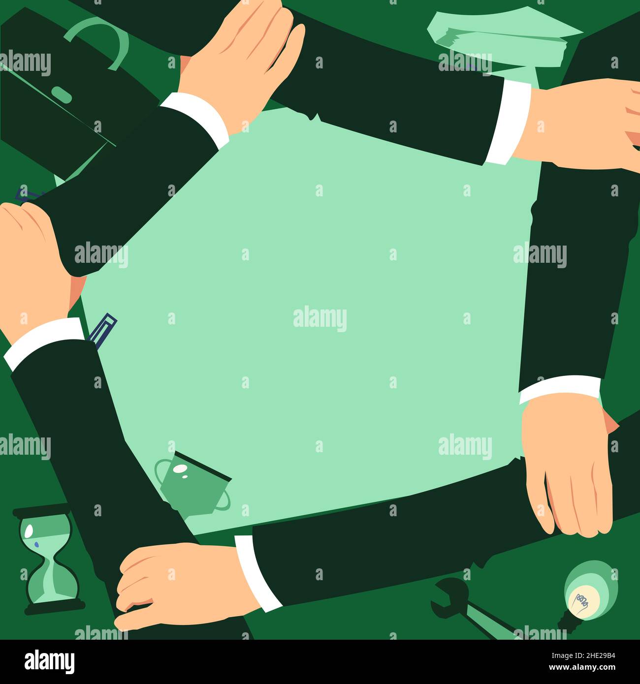 Four Hands Drawing Holding Arm Together Showing Connection Symbol. Connected Arms Design Holds