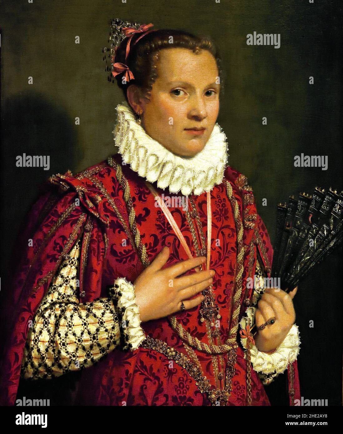 Young woman 1575 by Giovanni Battista Moroni Italian 1524–1578 Albino Italy Stock Photo