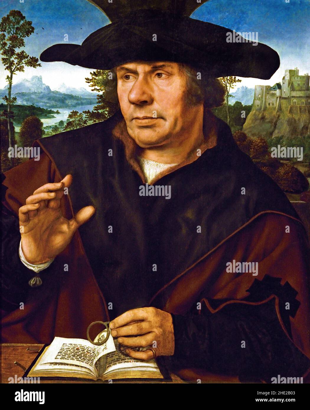 Portrait of a  Scholar 1466-1530 Quentin Matsys 1466-1530 Belgian Belgium   Flemish Stock Photo