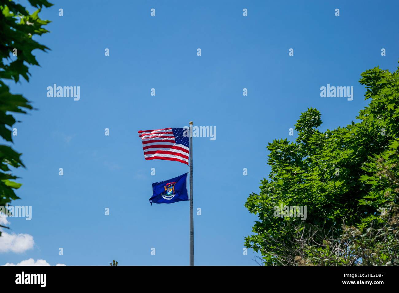 Us flag waving michigan hi-res stock photography and images - Alamy