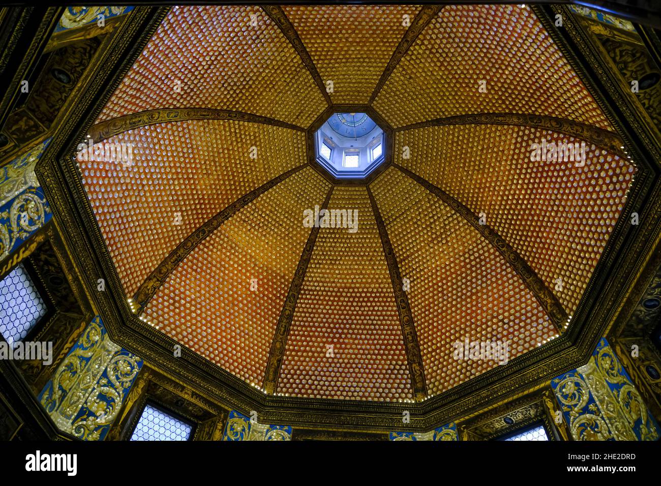 December 2021 Florence, Italy:  La Tribuna ceiling in the Uffizi museum. Dome-ceiling Stock Photo