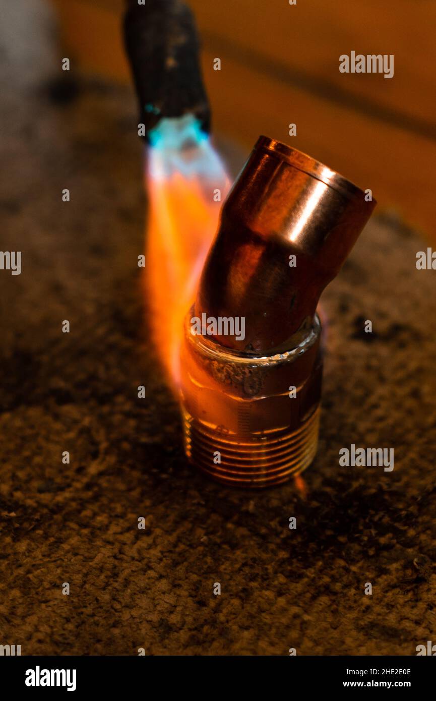 Copper soldering, work process of installation and soldering of copper