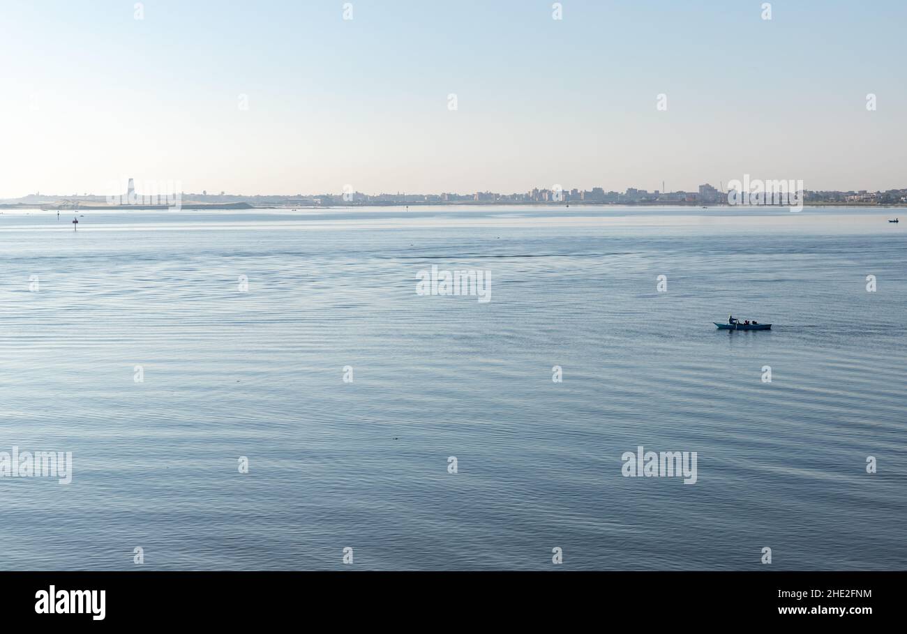 Lake Timsah view, one of the Bitter Lakes linked by the Suez Canal. Ismailia, Egypt Stock Photo