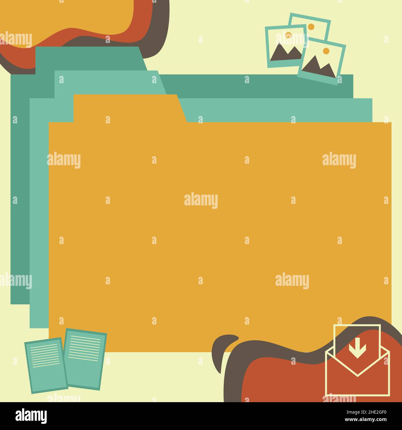Desktop Folders Inside Web Browser Showing Recent Technology. Laptop Screen Presenting Modern Automation. Stock Vector