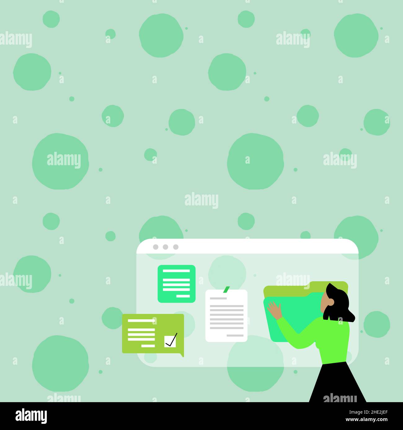 Woman Arranging Browser History, Editing Organizing Online Files, Spreading Cyber Business