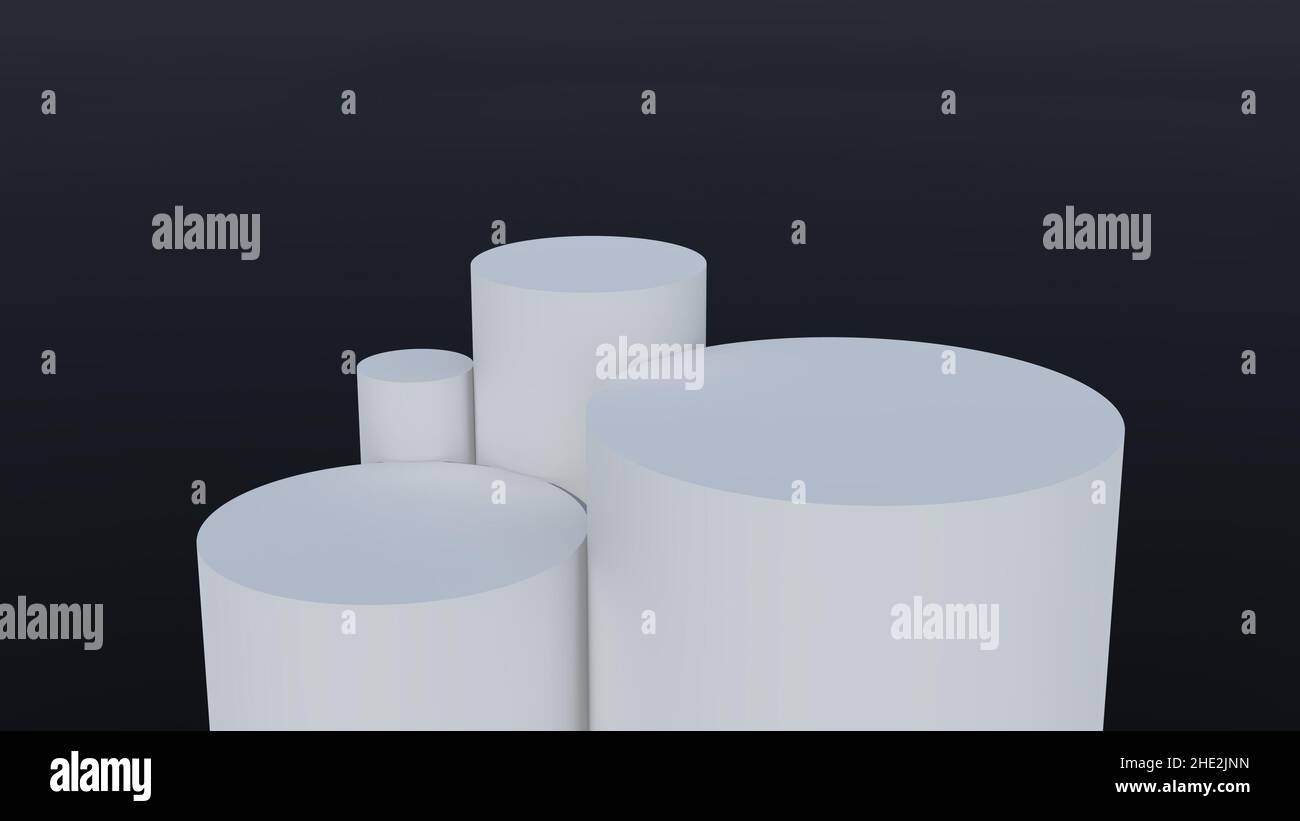 A 3D rendering of white podium stands for product display isolated on a ...