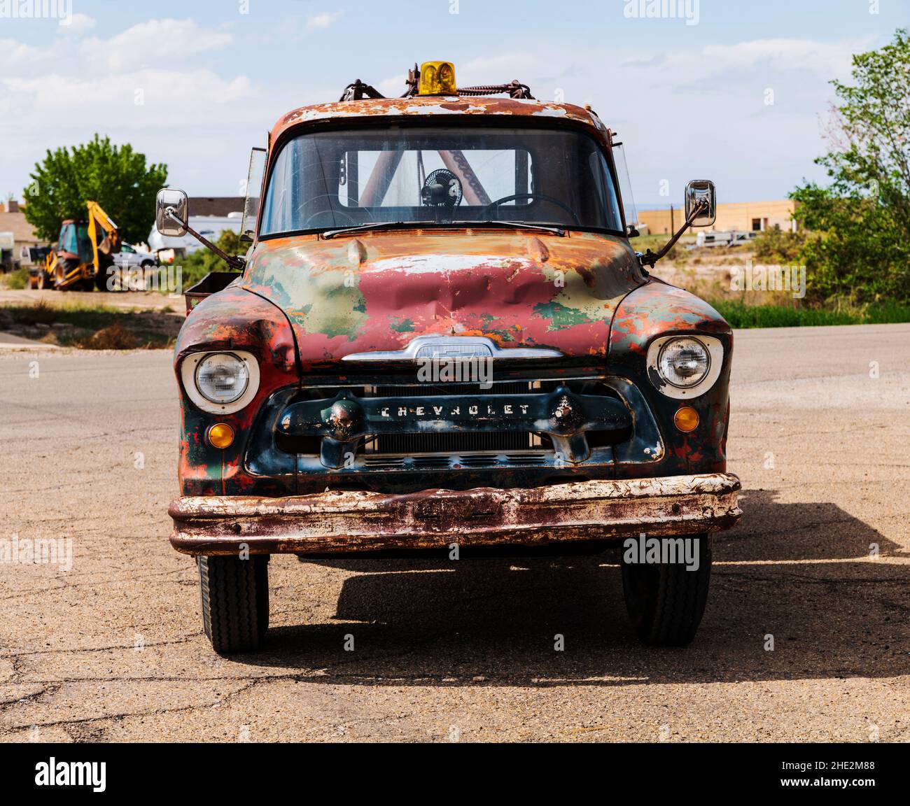 Rusted antique Chevrolet tow truck; Green River; Utah; USA Stock Photo