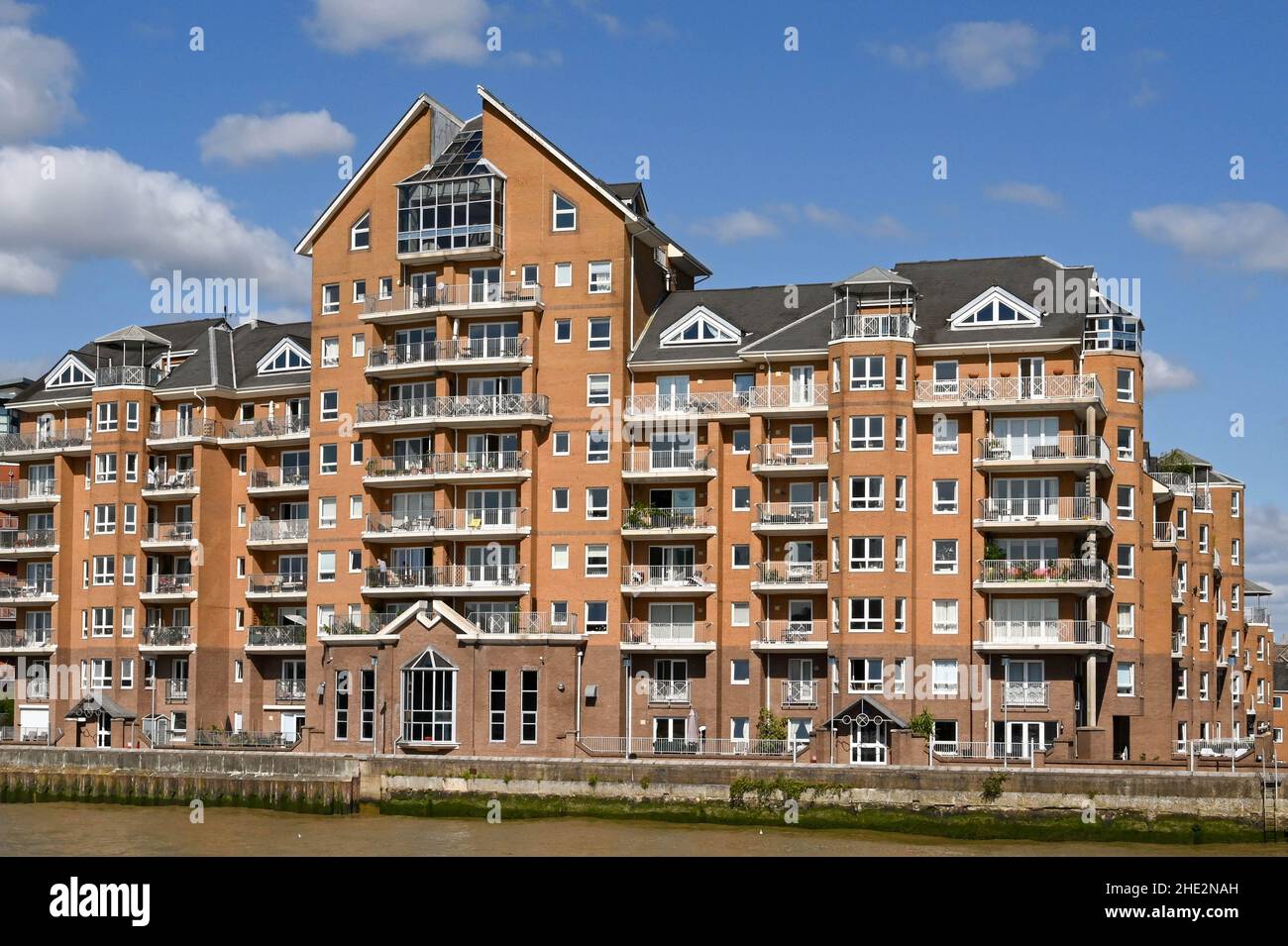 London, England June 2021 Rows of balconies on an apartment block