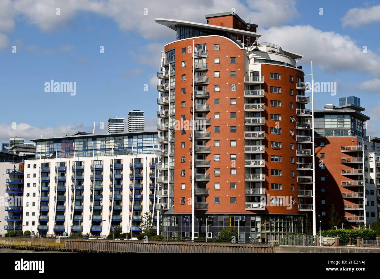 London, England June 2021 Rows of balconies on an apartment block
