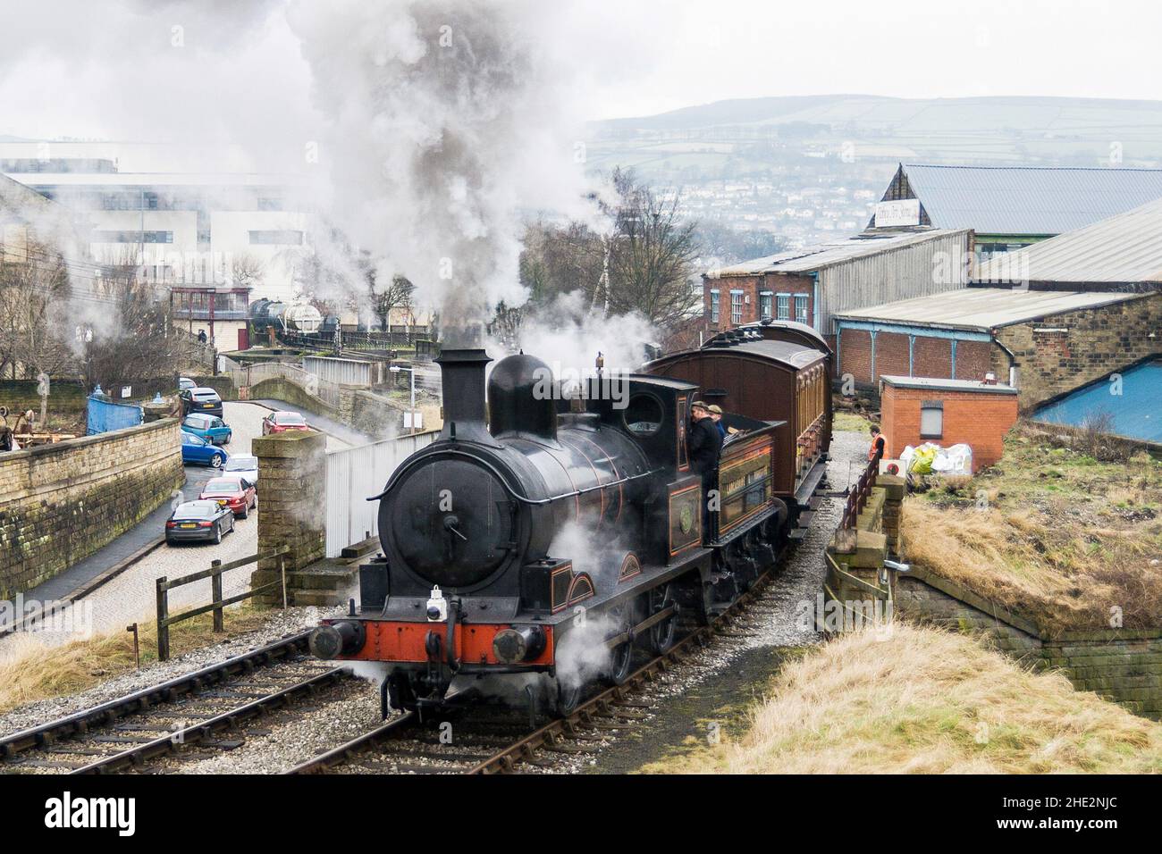 A steam train on the Keighley and Worth Valley Railway Stock Photo