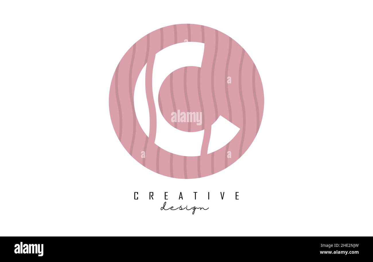 Letter C logo design on a pink pattern background circle. Creative ...
