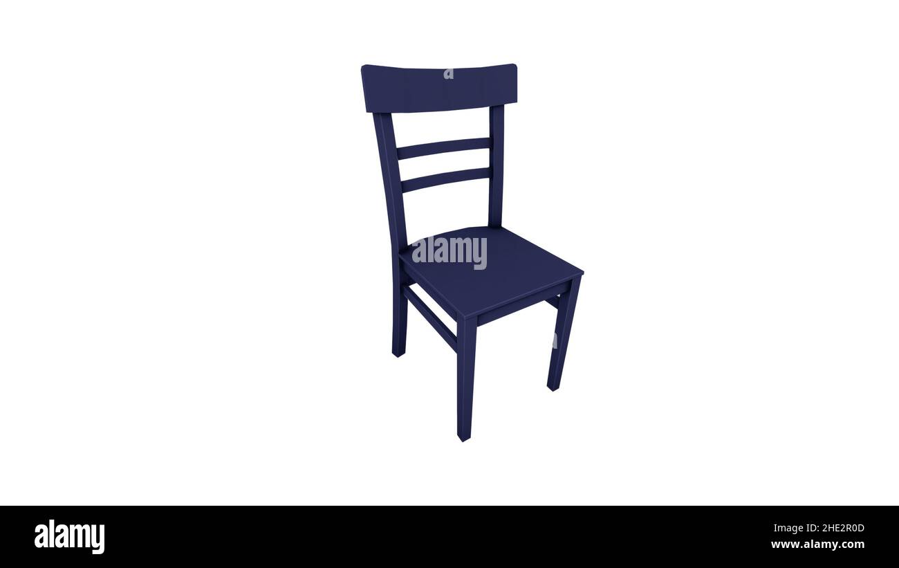 A 3D rendered blue wooden chair isolated on a white background Stock ...