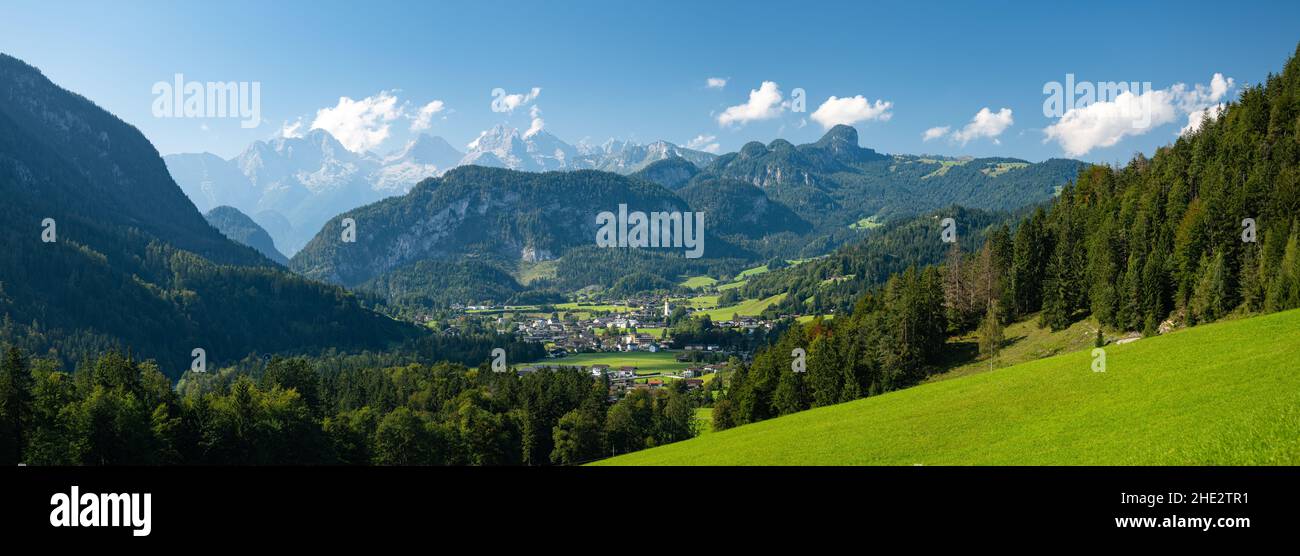 Panorama view of the idyllic village of Unken in the Salzburger Land, Austria, Europe Stock Photo