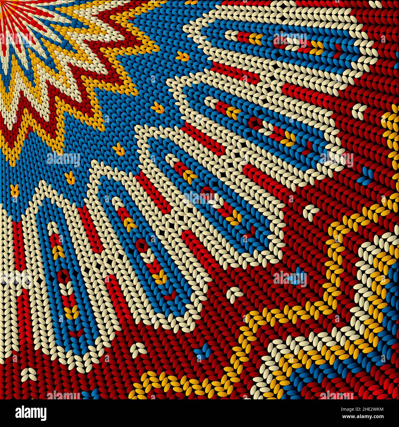 Knitted fabric vector pattern, decorative icon in colors Stock Vector