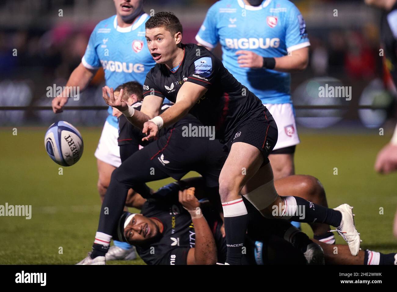 Saracens' Ruben de Haas (centre) in action during the Gallagher Premiership match at StoneX Stadium, London. Picture date: Saturday January 8, 2022. Stock Photo