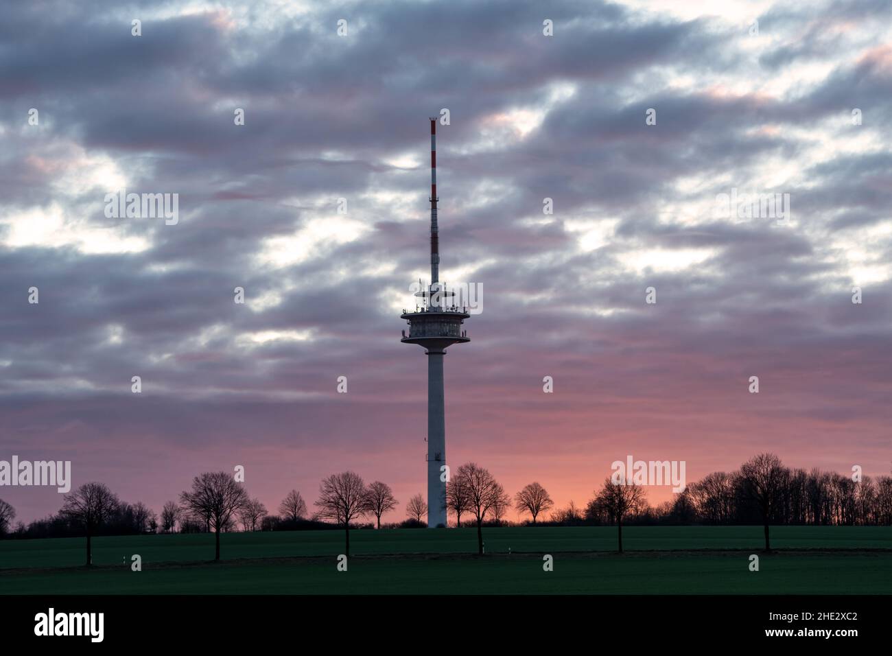 Am Fernsehturm geht die Sonne auf Stock Photo