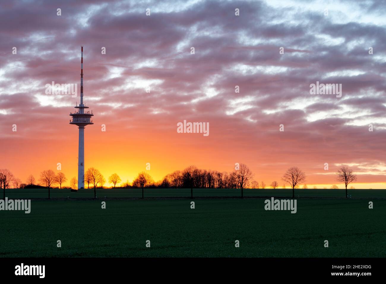 Am Fernsehturm geht die Sonne auf Stock Photo