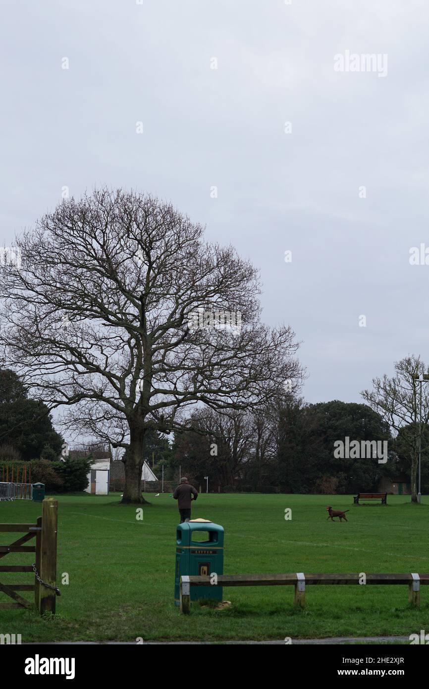 Ferring Village Green Park in winter time Stock Photo