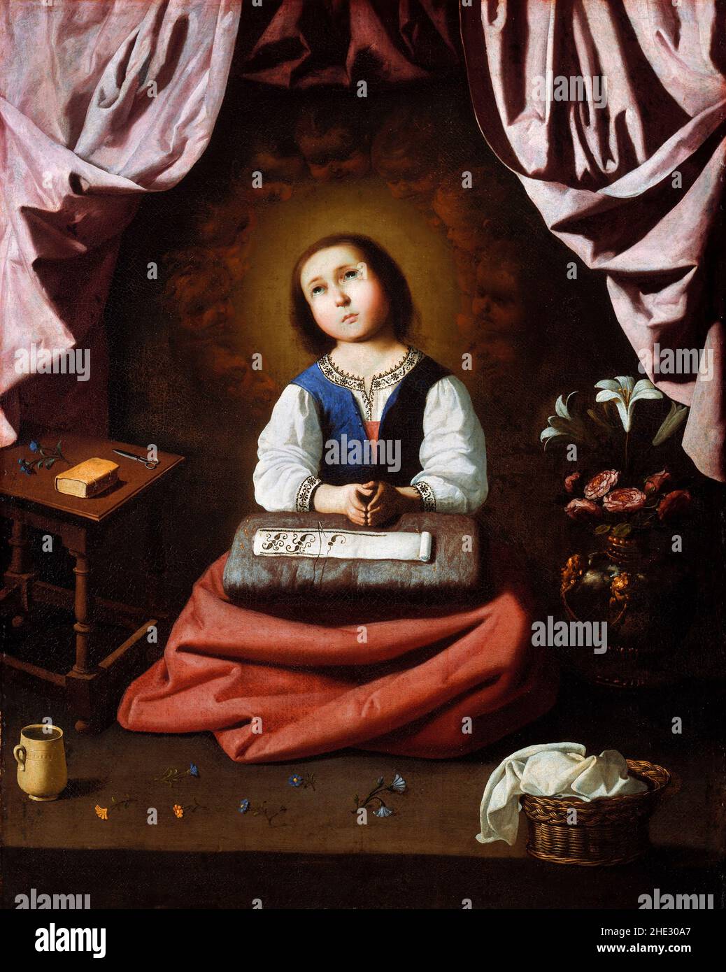 The Young Virgin by the Spanish artist,  Francisco de Zurbarán (1598-1664), oil on canvas, c. 1632/3 Stock Photo