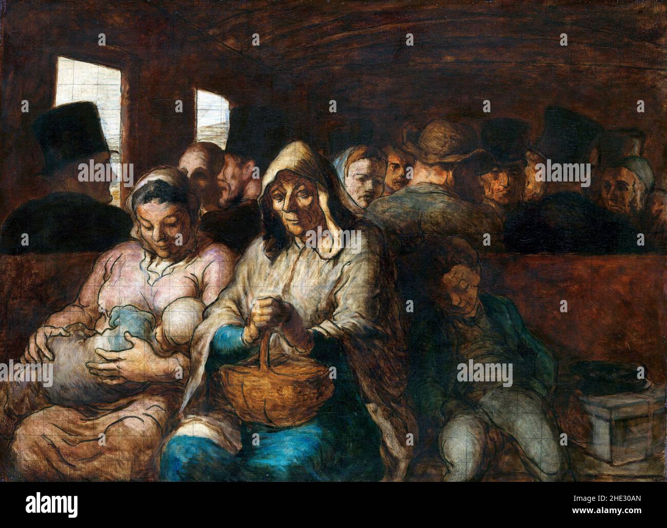 The Third Class Carriage by Honoré Daumier (1808-1879), oil on canvas, c. 1862/4 Stock Photo