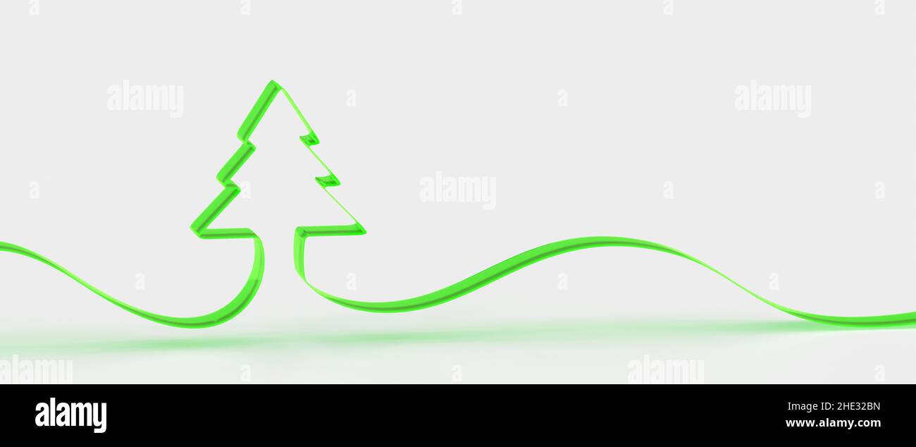 A 3d rendering of a green Christmas tree in the white background Stock ...