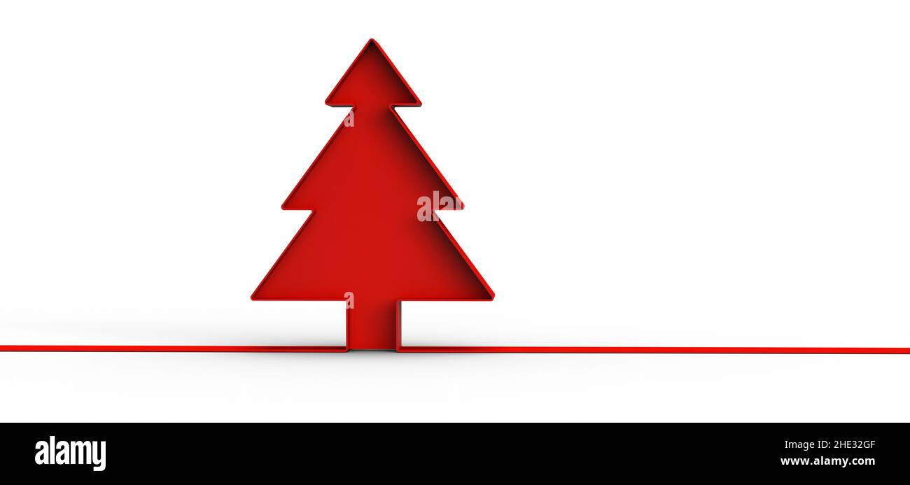 A 3d rendering of a red Christmas tree in the white background Stock