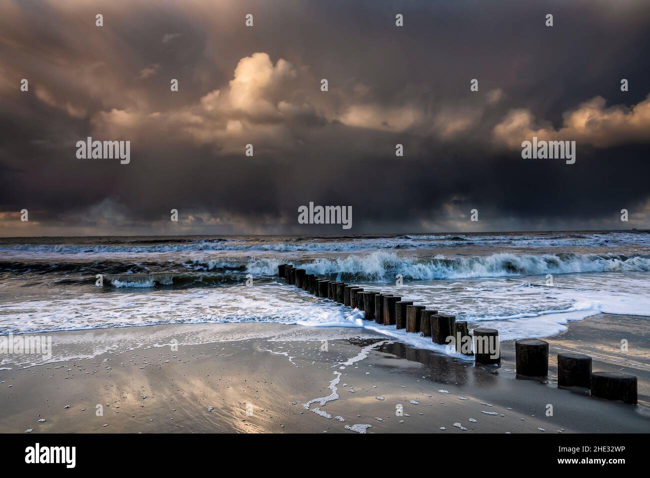 storm on north sea, Netherlands Stock Photo